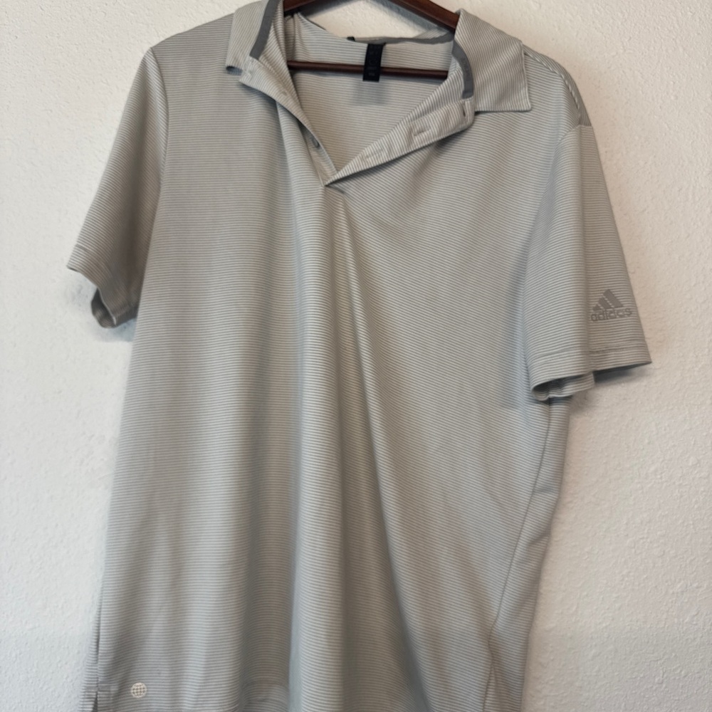 Adidas Performance Polo Shirt – Gray Pinstripe – Men’s M